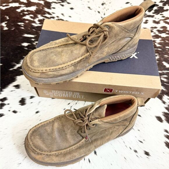 TWISTED X THE ORIGINAL CHUKKA DRIVING MOC SHOES IN TAN SIZE 10 w/ box main image 7